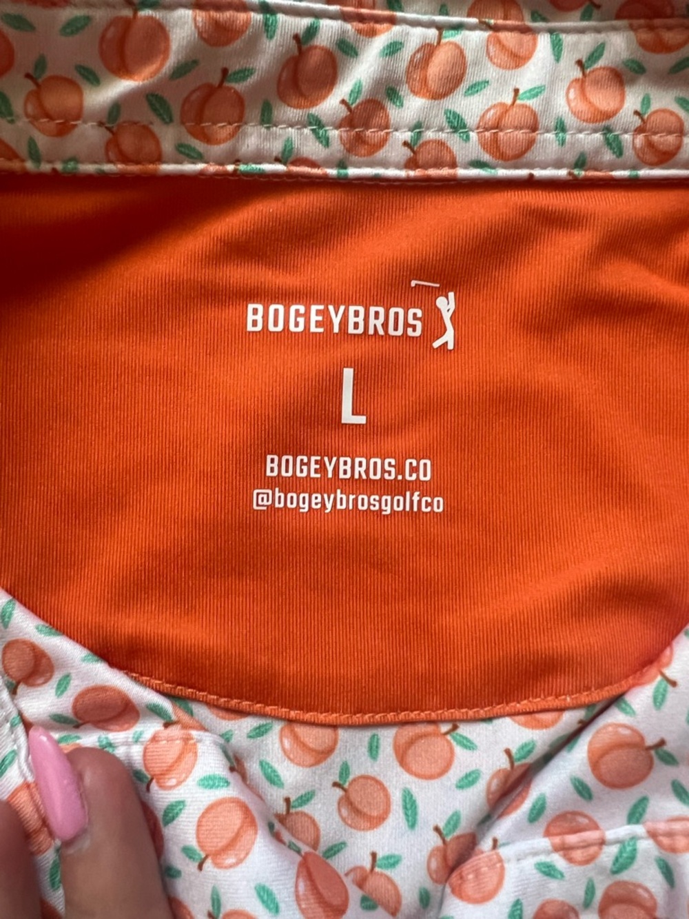 Bogey Bros Short-Sleeve Polo in Peach Print “Tooty Frooty” - Picture 5 of 6